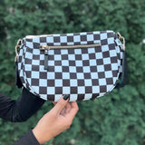 Trendy Black Checkered Sling Bag