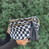 Trendy Black Checkered Sling Bag