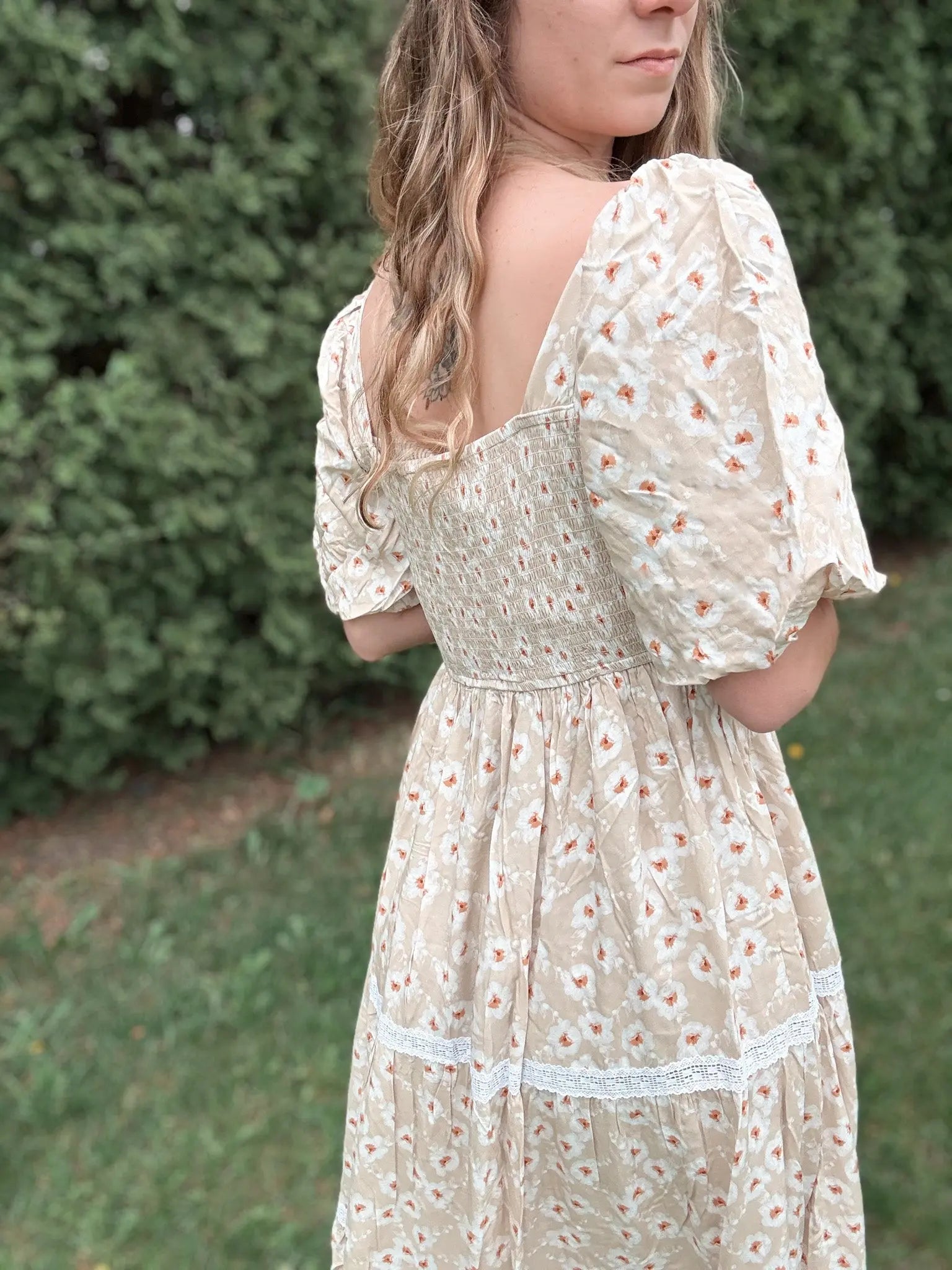 Daisy Smocked Maxi Dress in loom