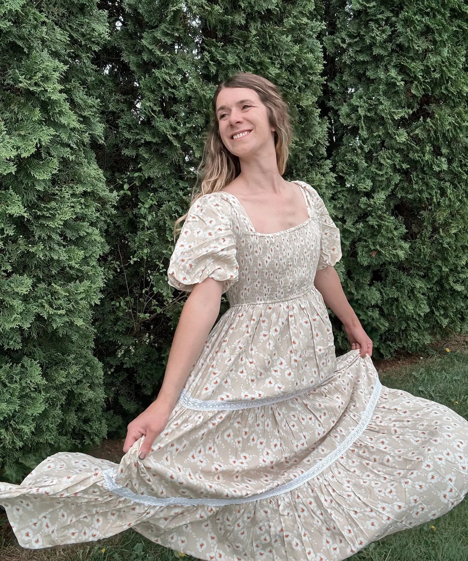 Daisy Smocked Maxi Dress in loom