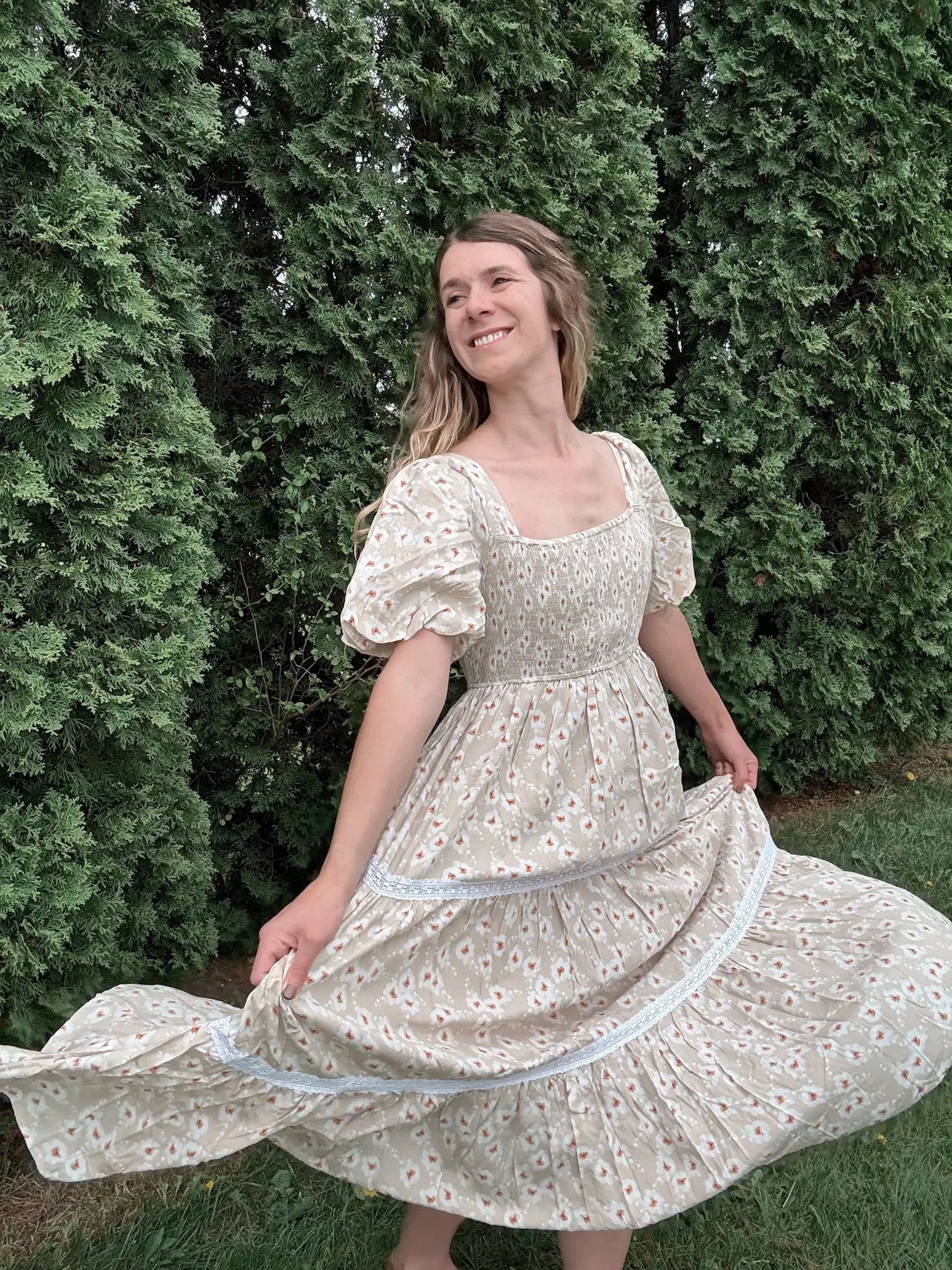 Daisy Smocked Maxi Dress in loom