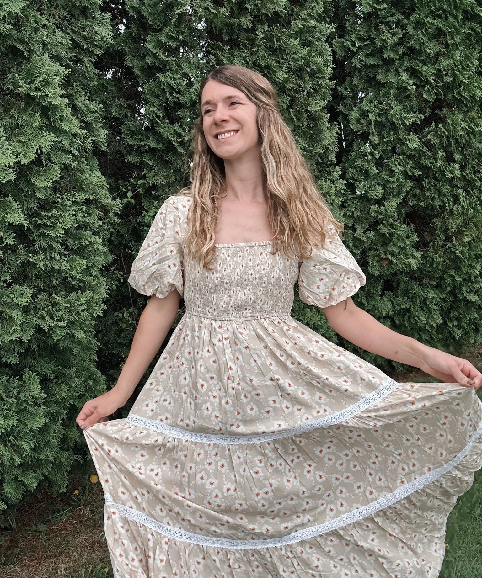 Daisy Smocked Maxi Dress in loom