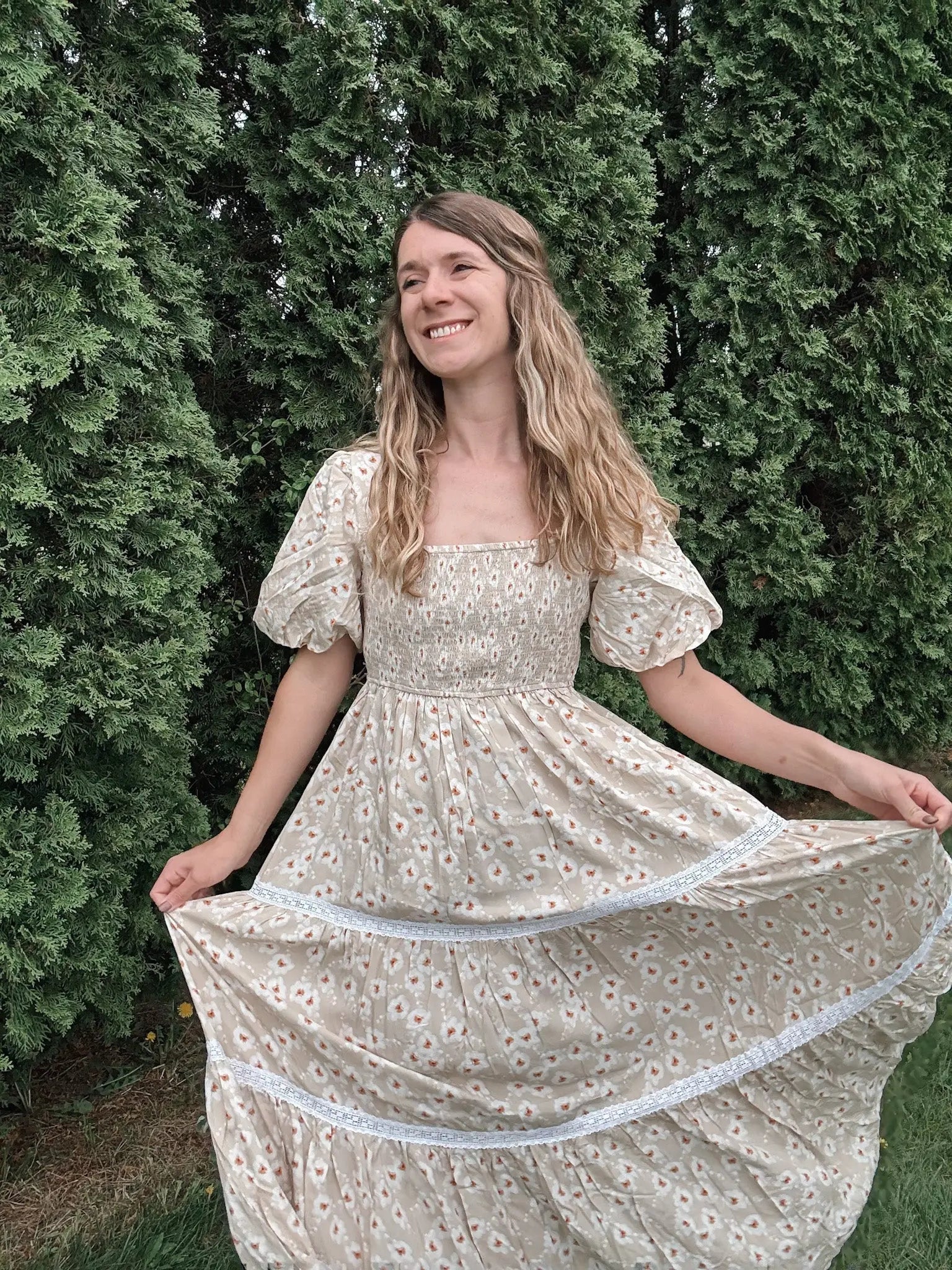 Daisy Smocked Maxi Dress in loom