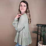 Open Book Tiered Blouse Blue Ivy