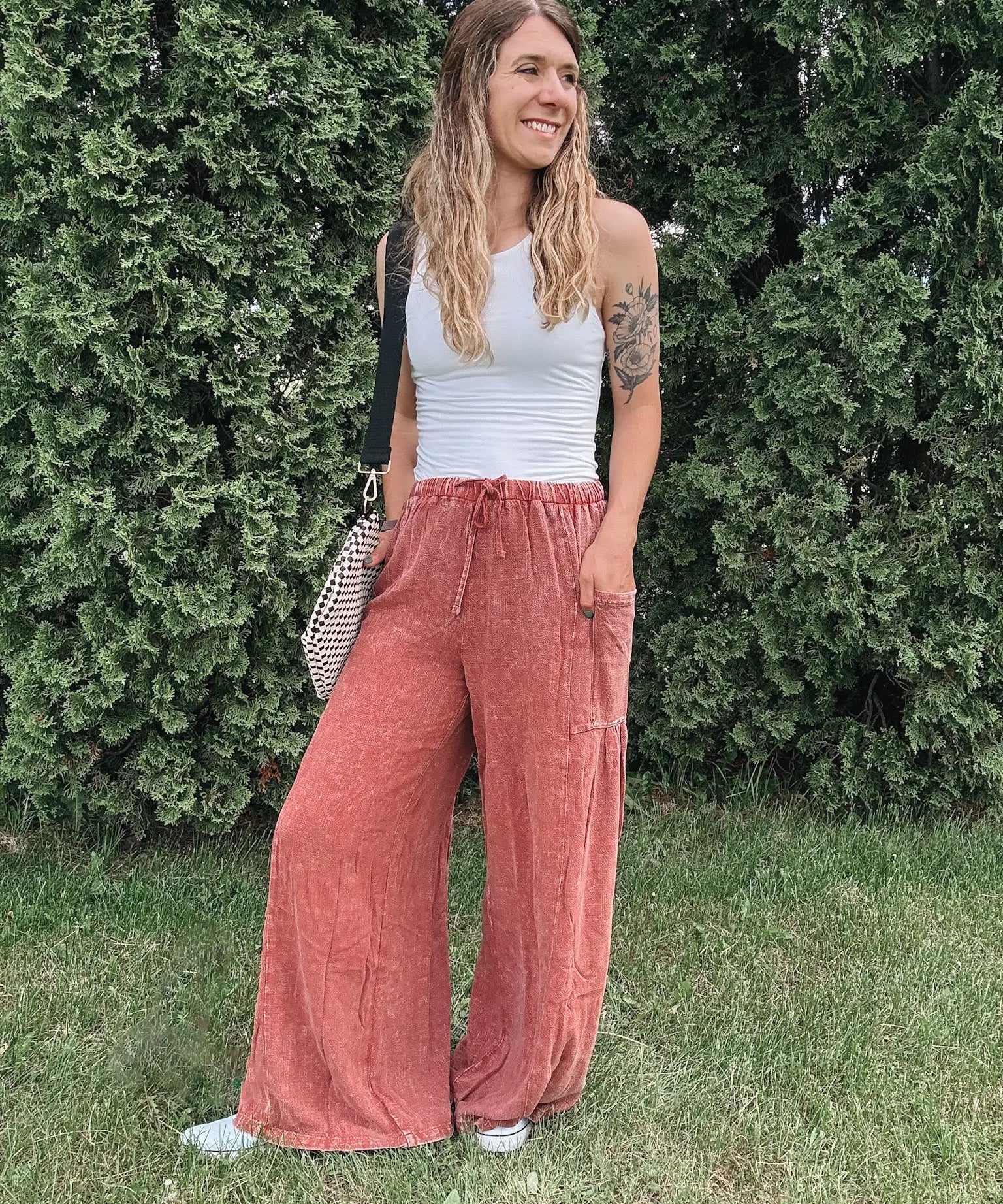 Vintage Mineral Wash Wide Leg Pants mittoshop