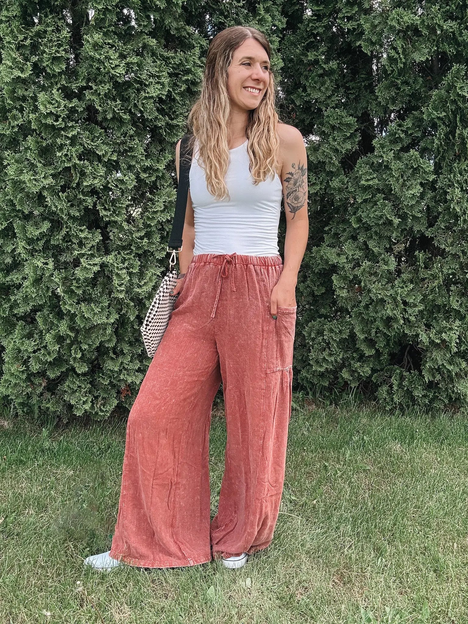 Vintage Mineral Wash Wide Leg Pants mittoshop