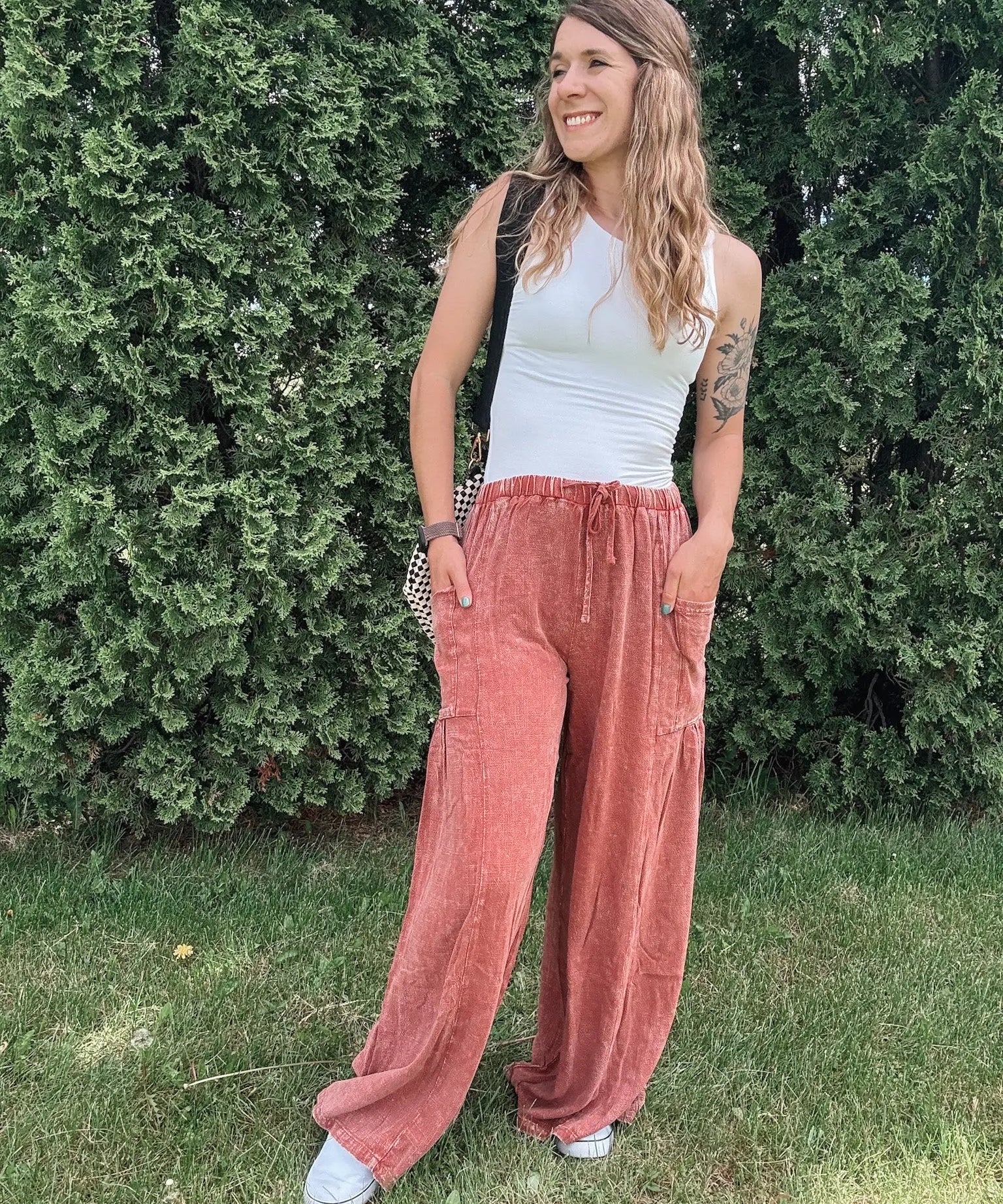 Vintage Mineral Wash Wide Leg Pants mittoshop