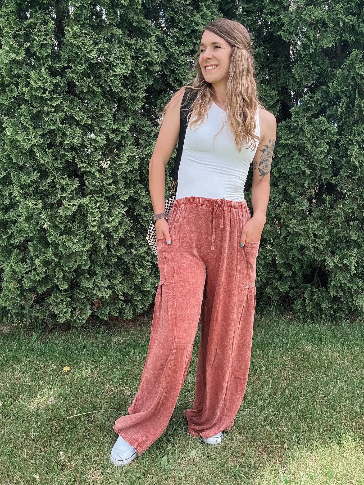 Vintage Mineral Wash Wide Leg Pants mittoshop