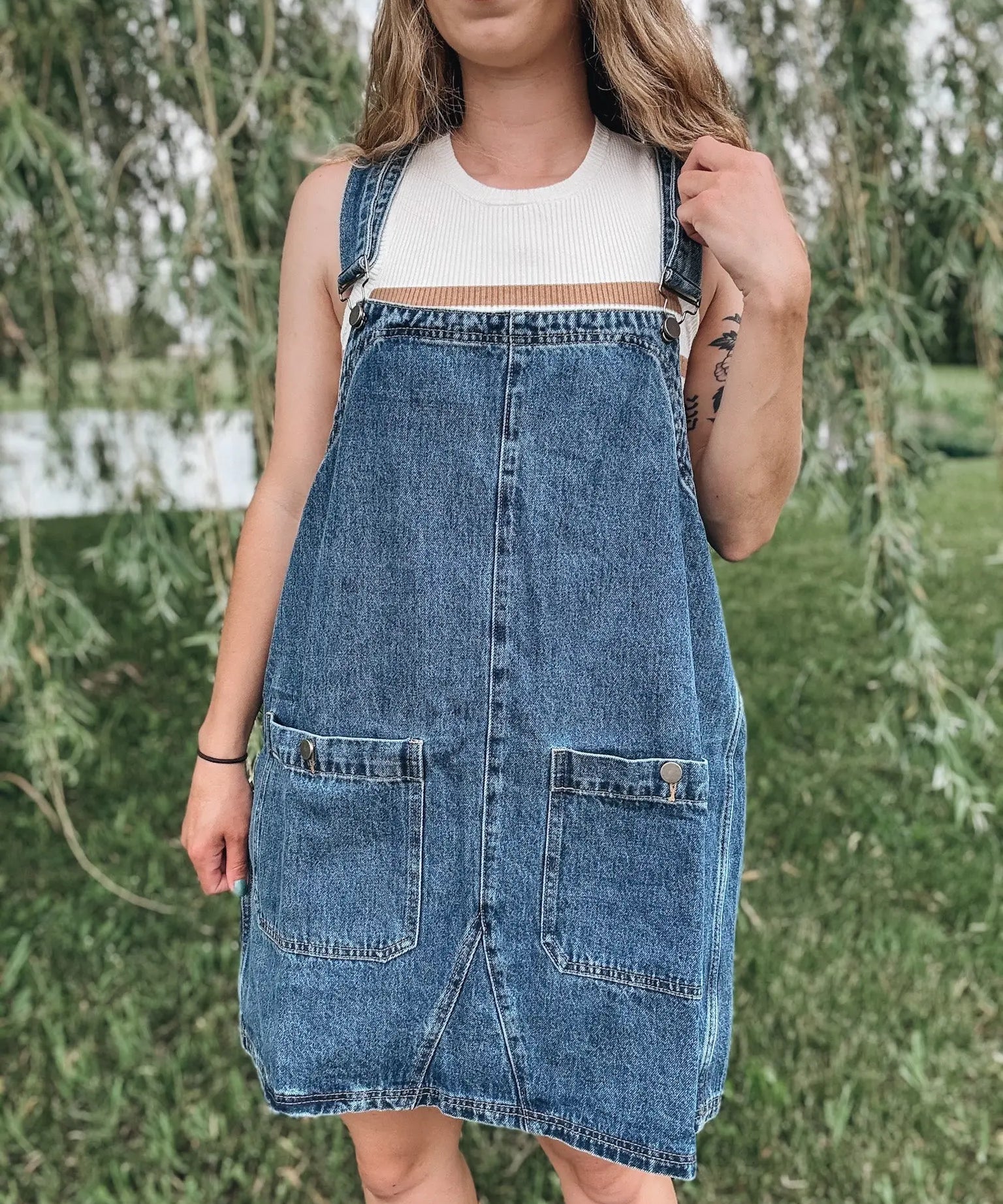 Denim Overall Mini Dress Miss Love