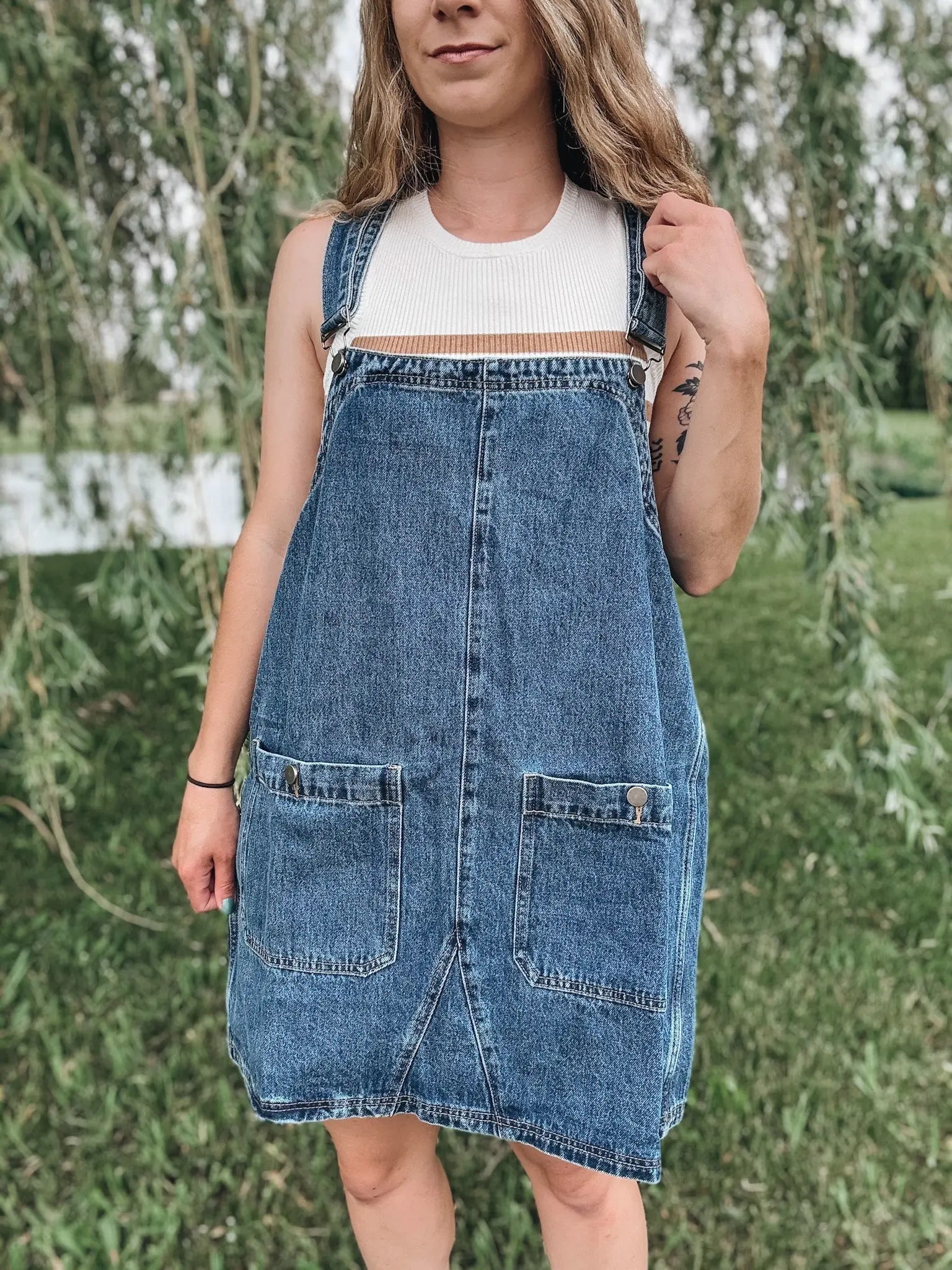 Denim Overall Mini Dress Miss Love