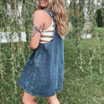 Denim Overall Mini Dress Miss Love