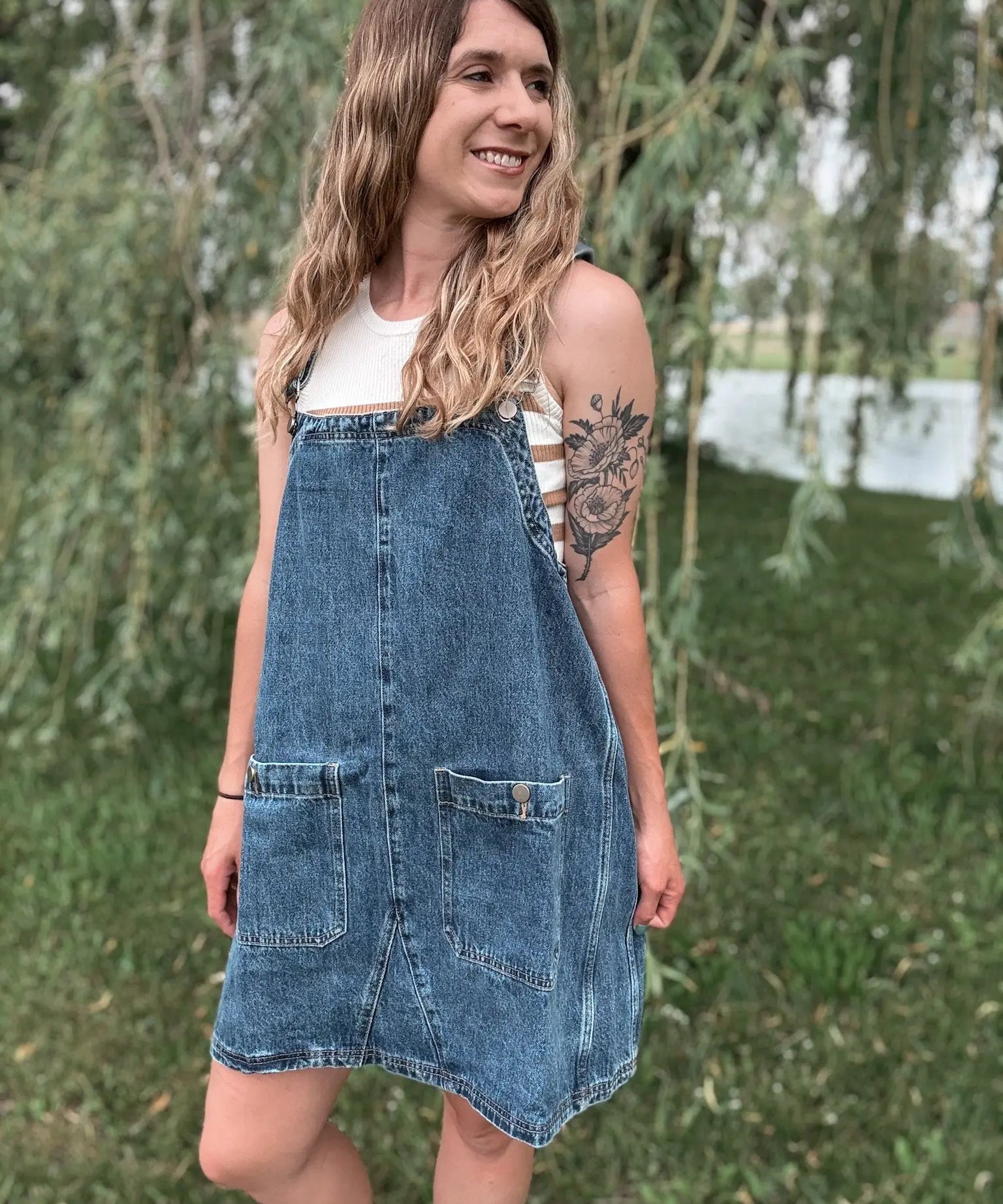 Denim Overall Mini Dress Miss Love