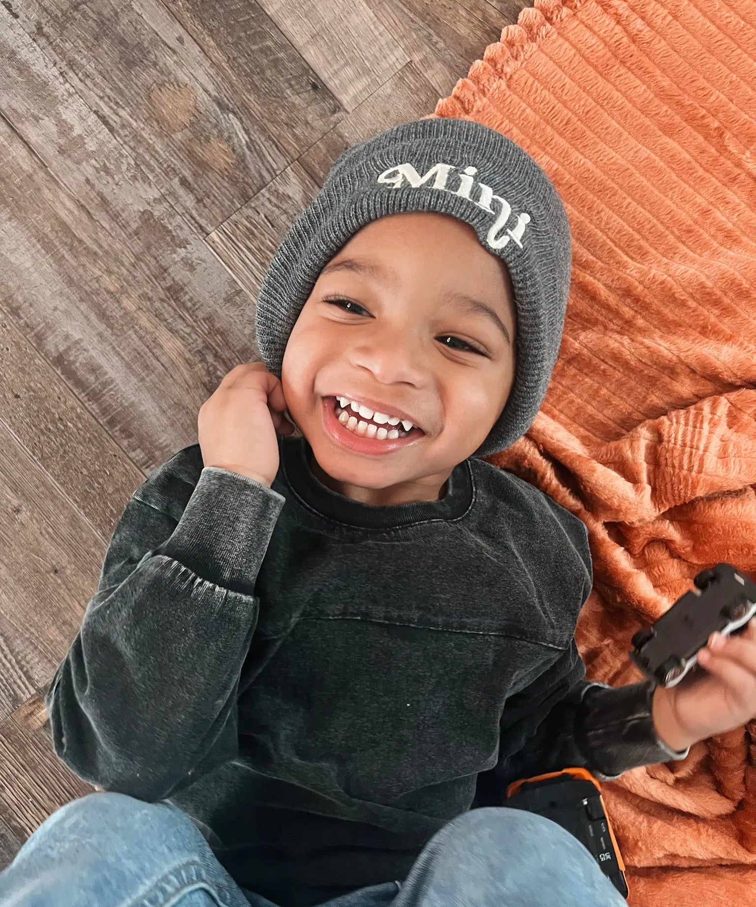 Mama + Mini Grey Beanies Raising Brave