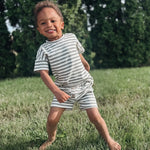 Olive Striped Short Set Mebie Baby