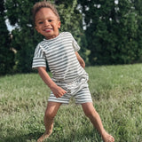 Olive Striped Short Set Mebie Baby