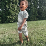 Olive Striped Short Set Mebie Baby