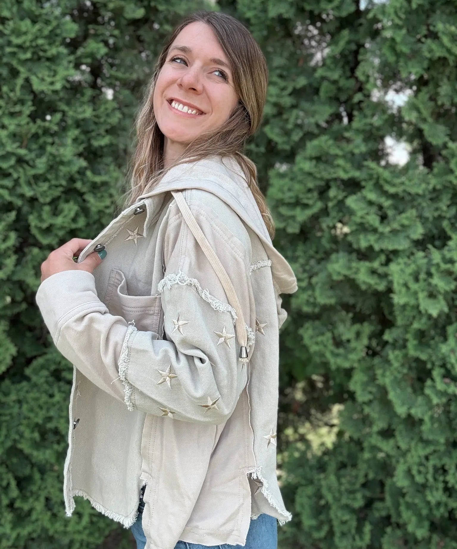 Stargazer Embroidered Denim Jacket Veveret