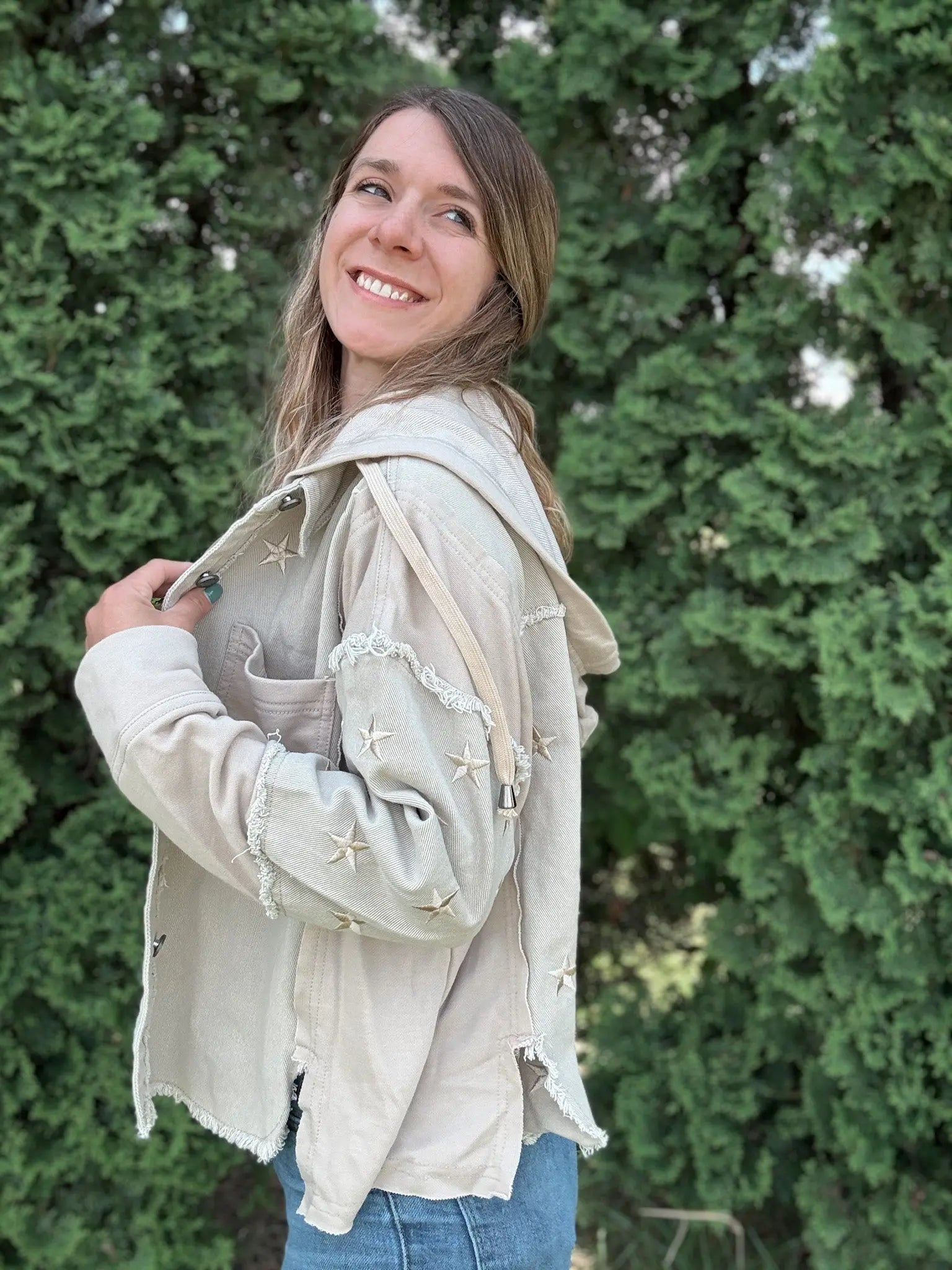 Stargazer Embroidered Denim Jacket Veveret