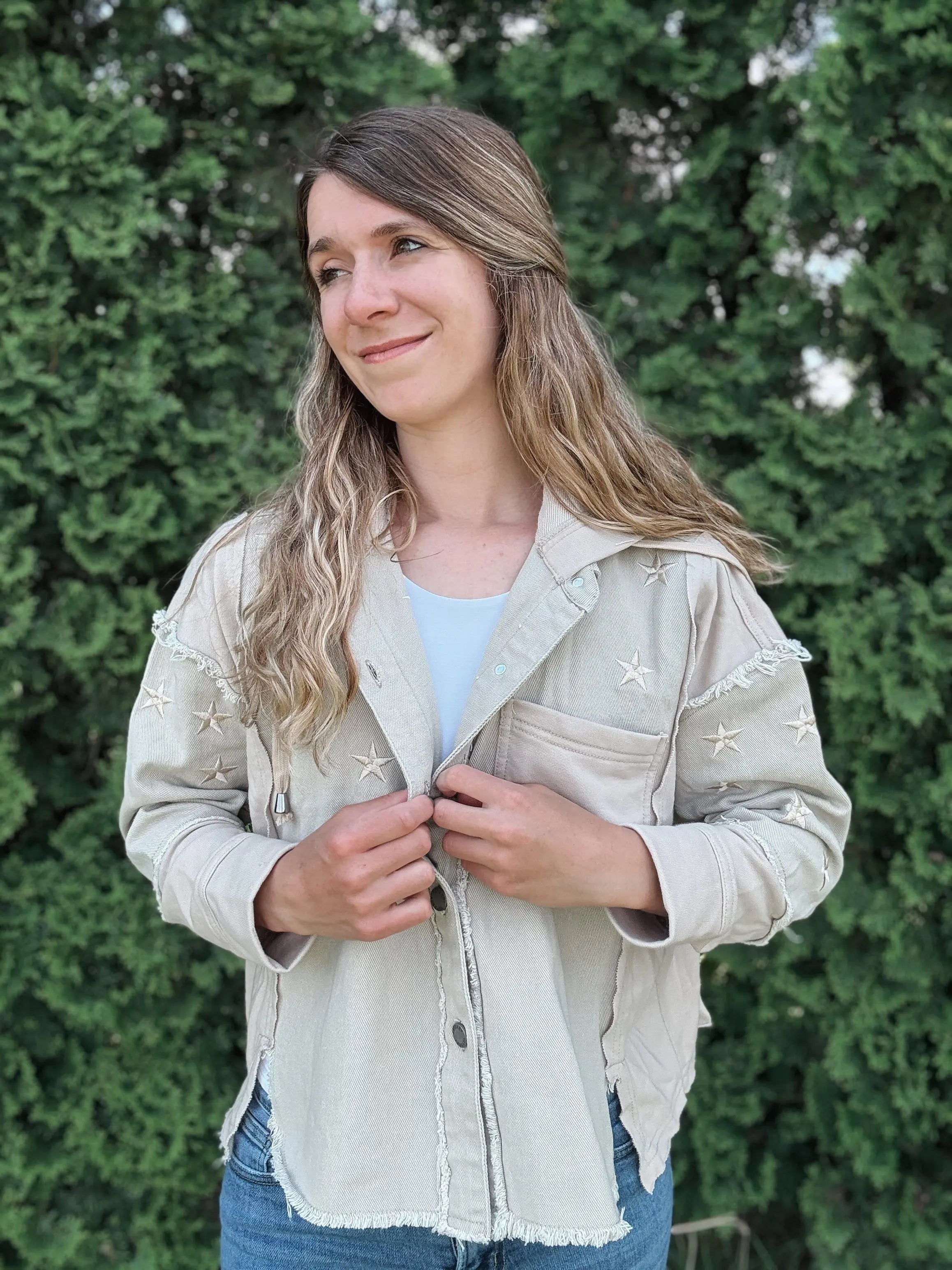 Stargazer Embroidered Denim Jacket Veveret