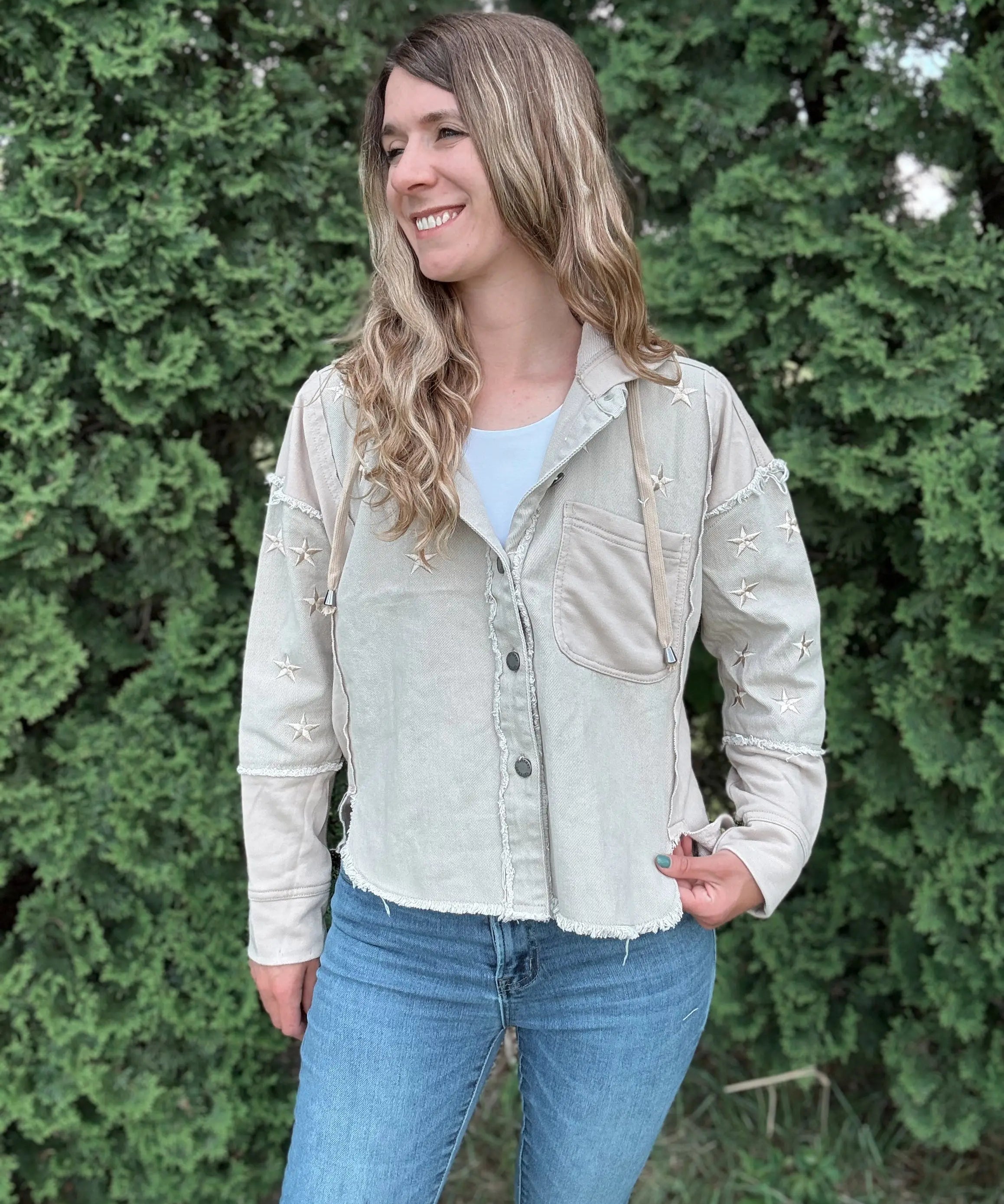 Stargazer Embroidered Denim Jacket Veveret