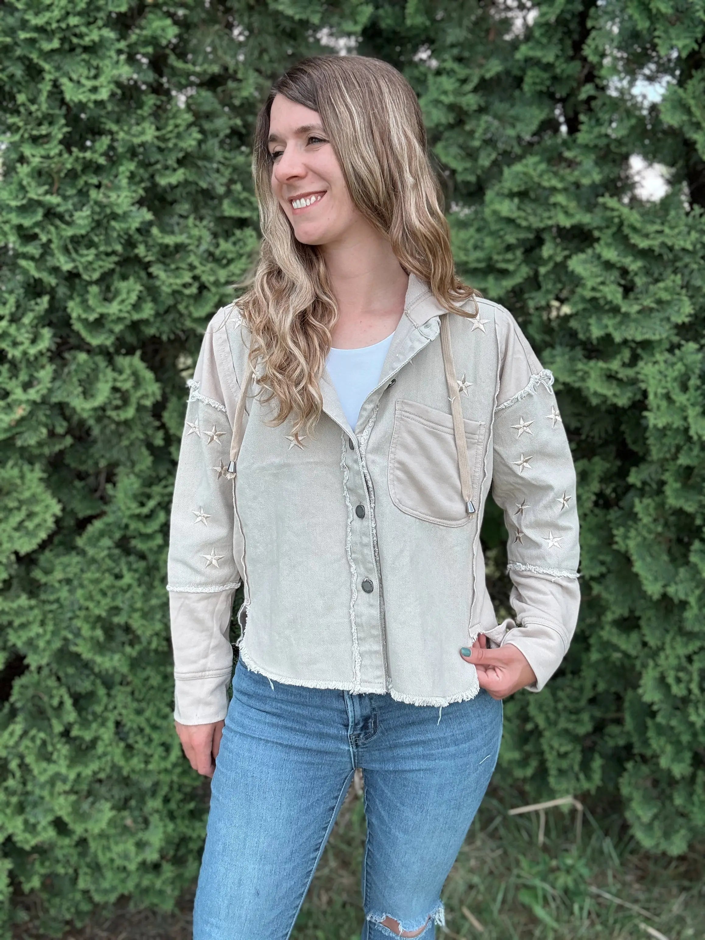 Stargazer Embroidered Denim Jacket Veveret