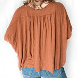 Oversized Garment Washed Dolman Tee In Loom