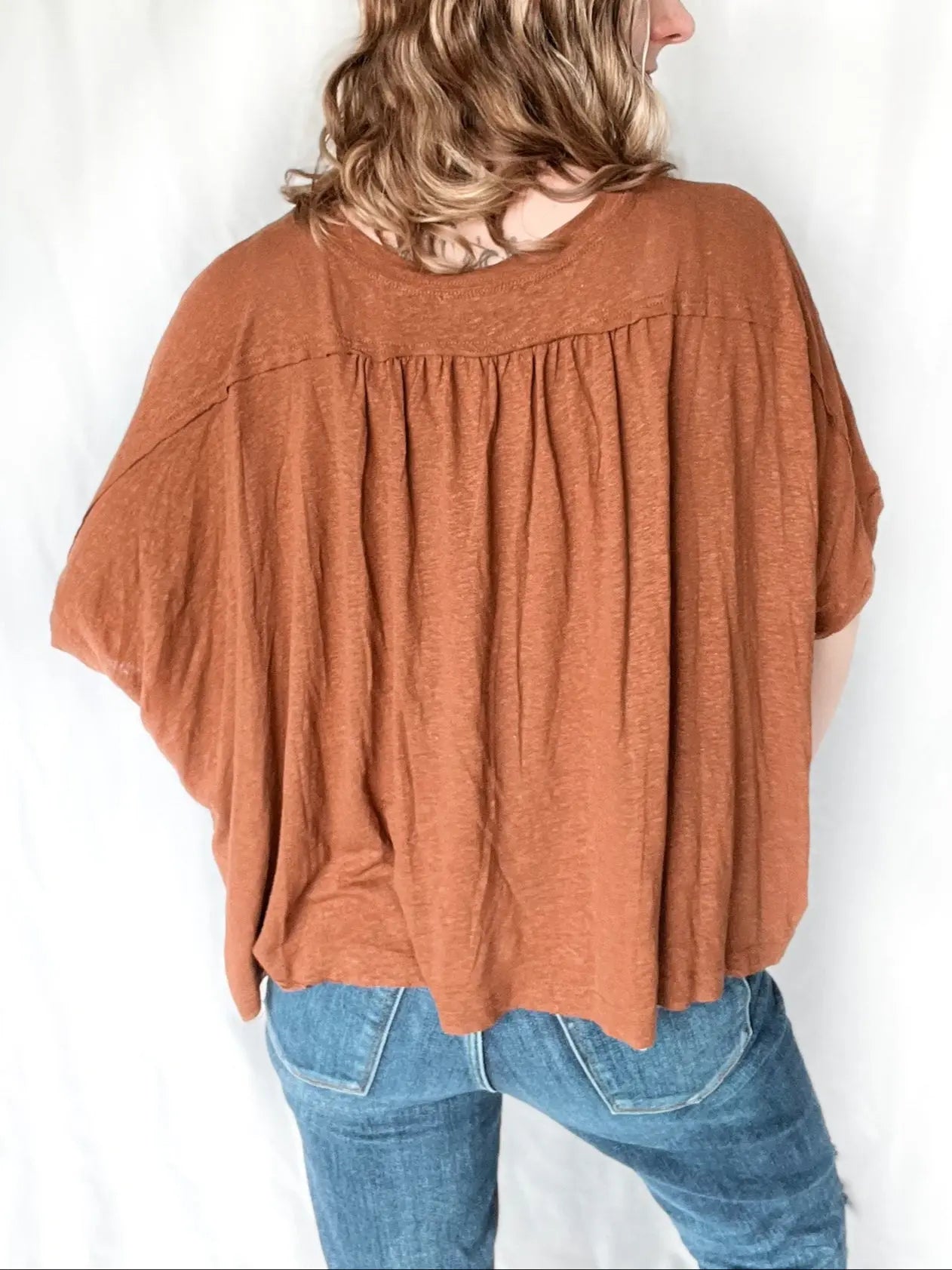 Oversized Garment Washed Dolman Tee In Loom