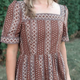 Cotton Border Print Maxi Dress