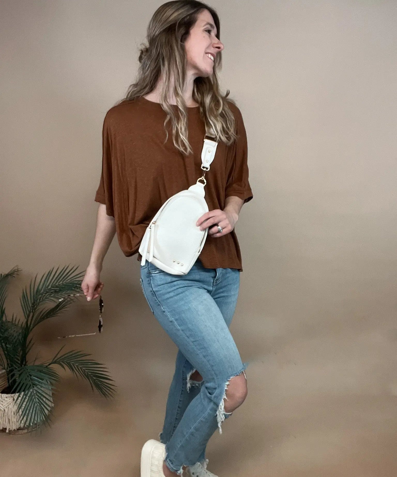 Adventure Awaits Cream Sling Bag Pretty Simple