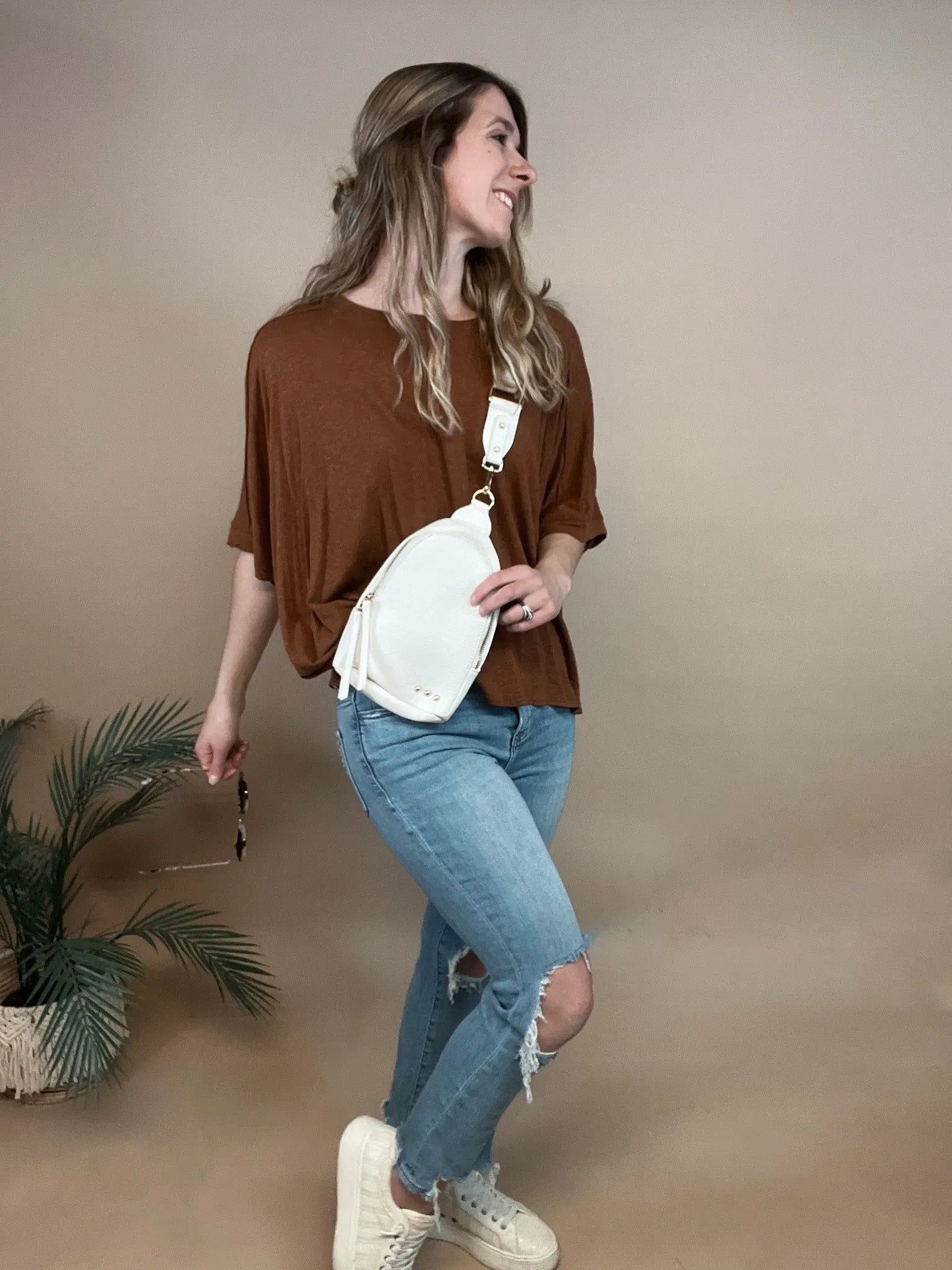 Adventure Awaits Cream Sling Bag Pretty Simple