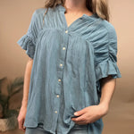 Vintage Denim Button Blouse Bibi
