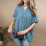 Vintage Denim Button Blouse Bibi