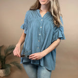 Vintage Denim Button Blouse Bibi