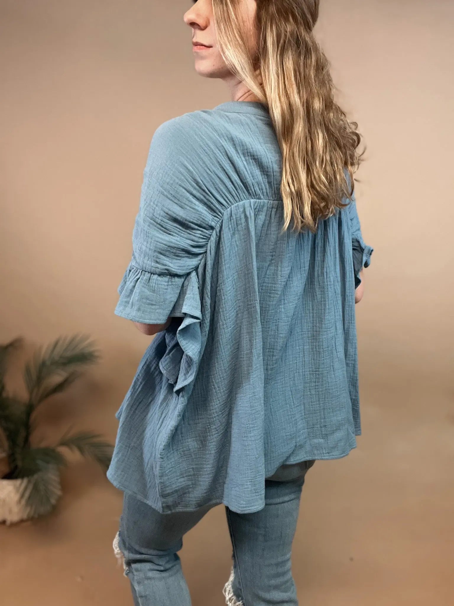 Vintage Denim Button Blouse Bibi