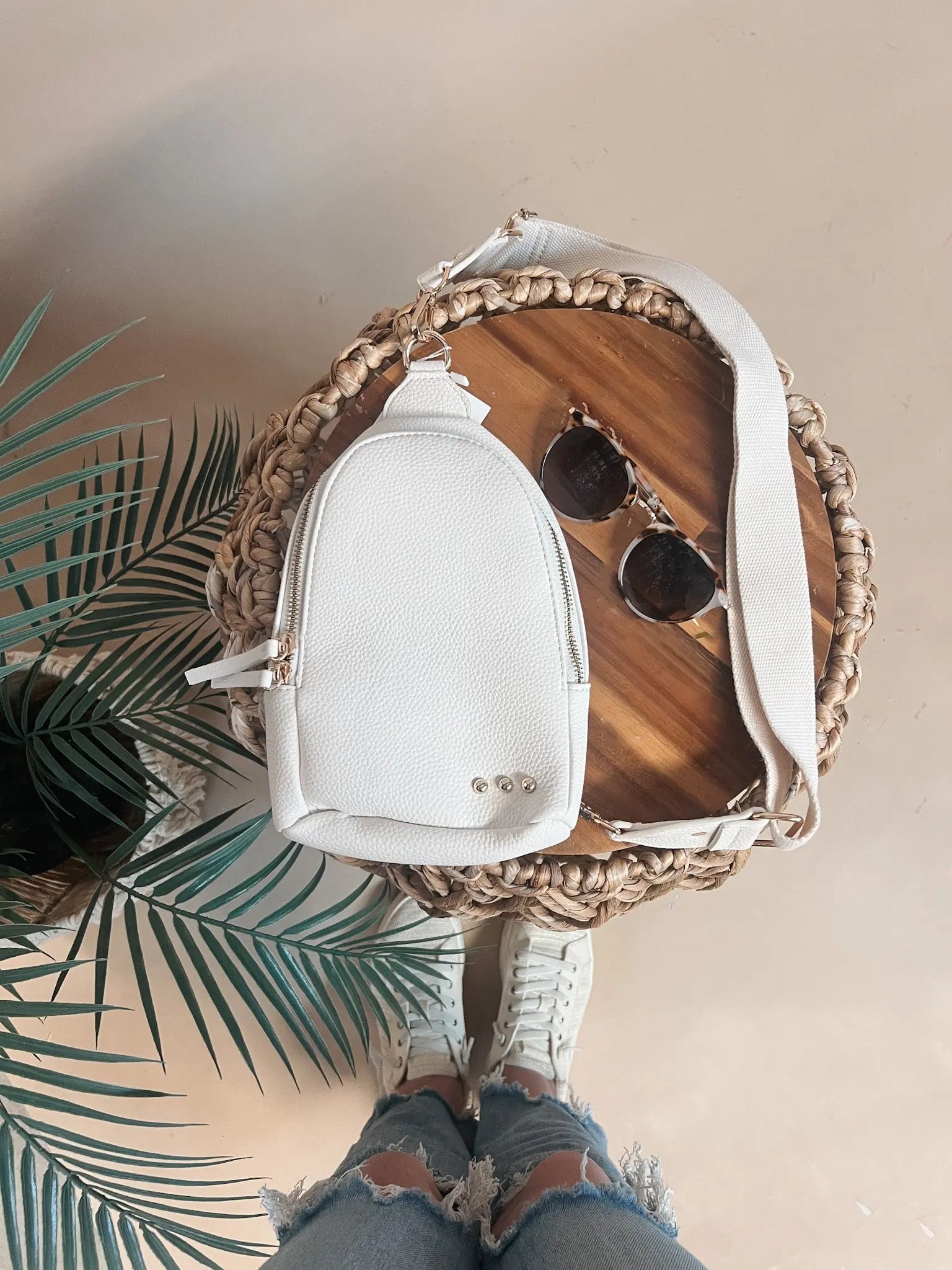 Adventure Awaits Cream Sling Bag Pretty Simple