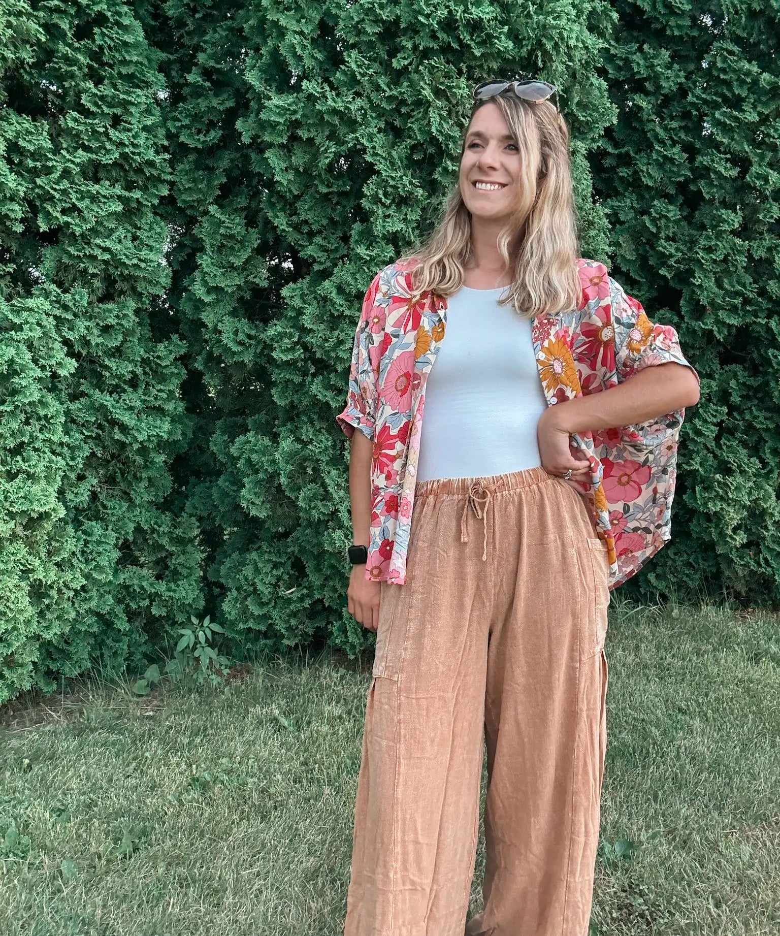 Vintage Mineral Wash Wide Leg Pants in Mustard - Raising Brave