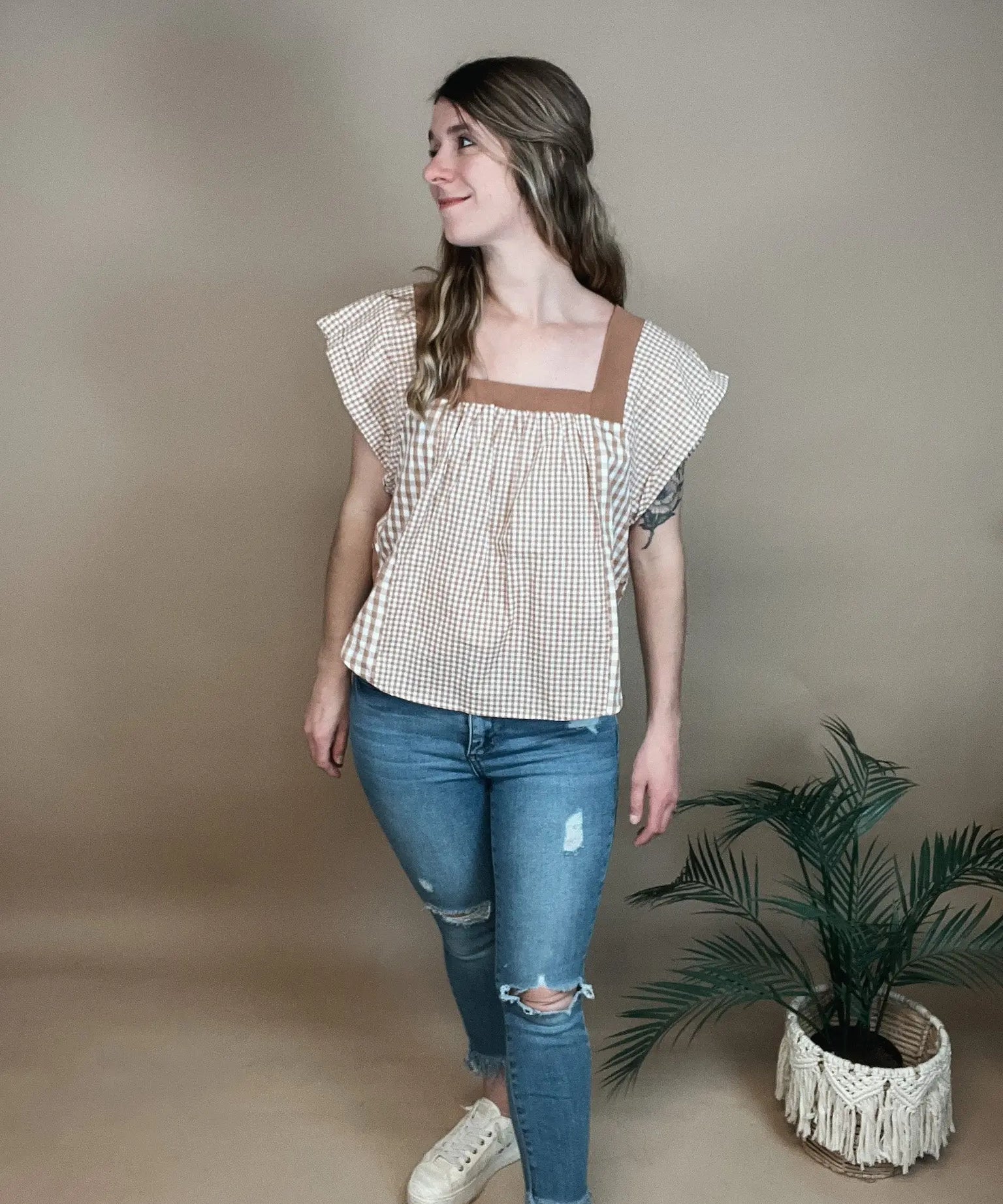 Honey Meadow Gingham Top Bibi