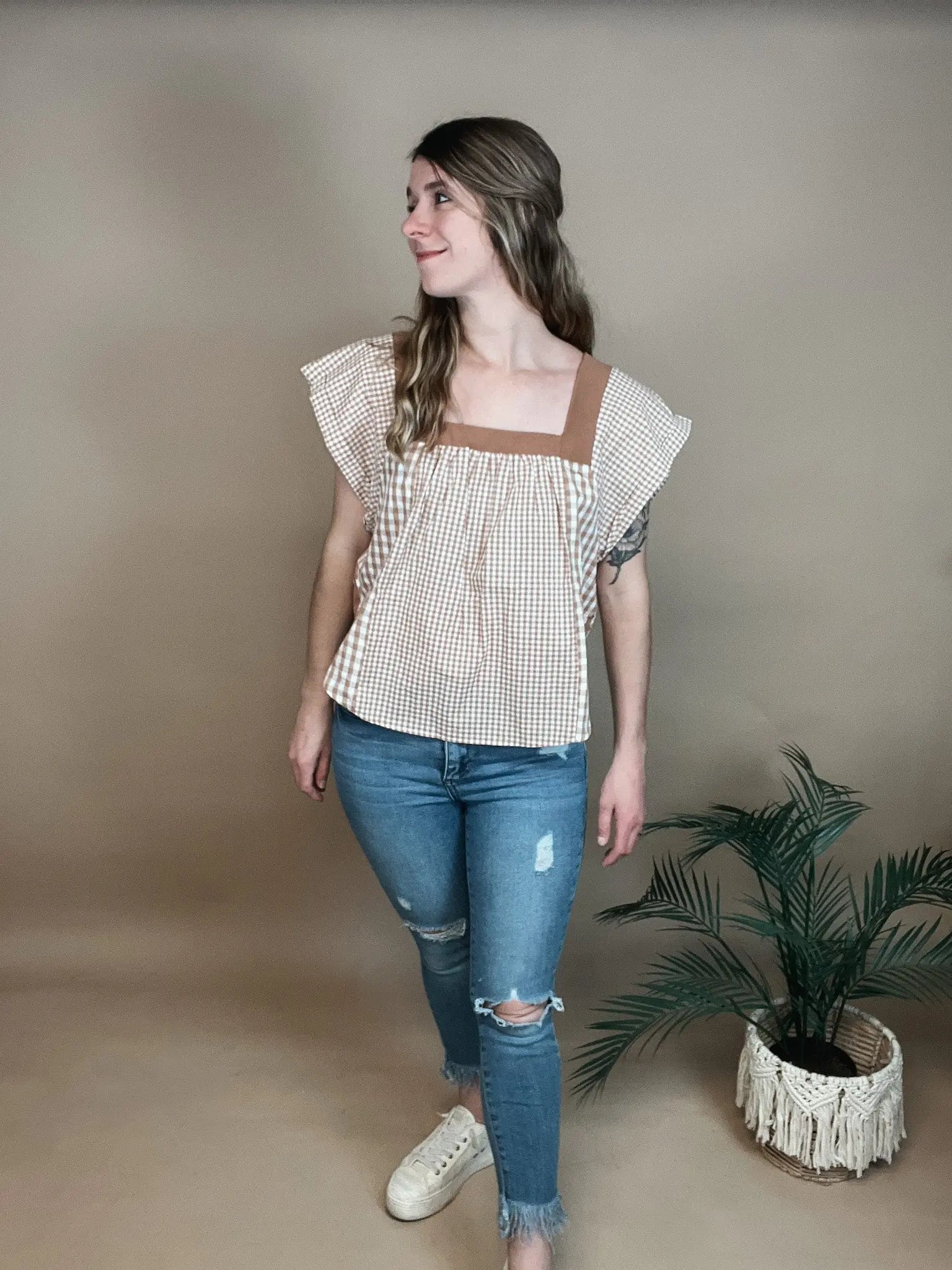 Honey Meadow Gingham Top Bibi