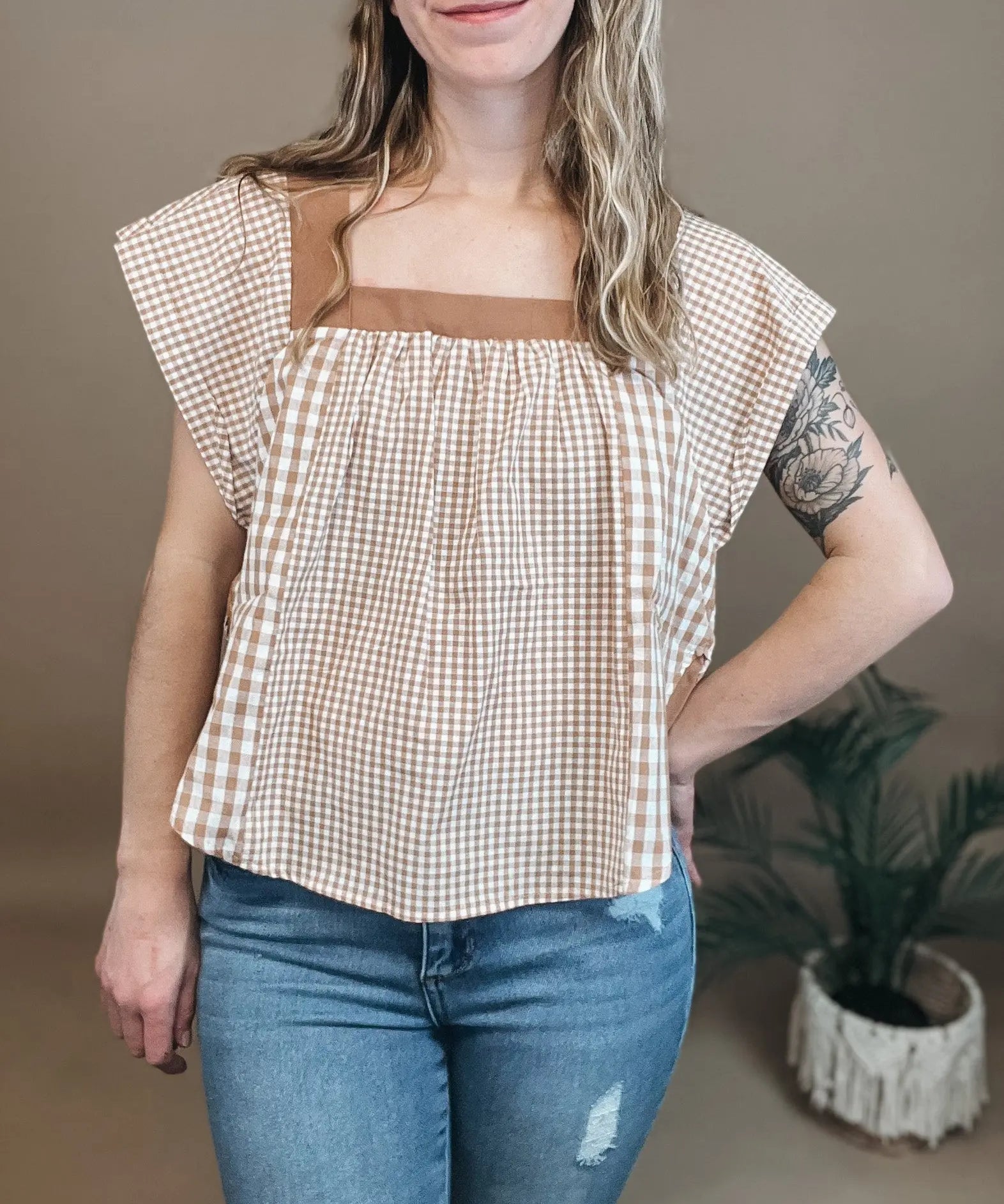 Honey Meadow Gingham Top Bibi