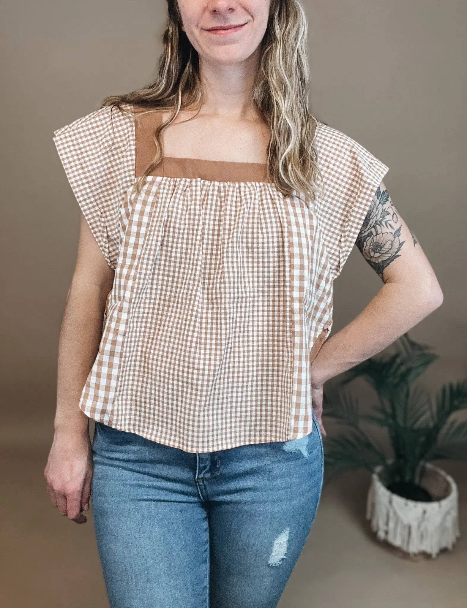 Honey Meadow Gingham Top Bibi