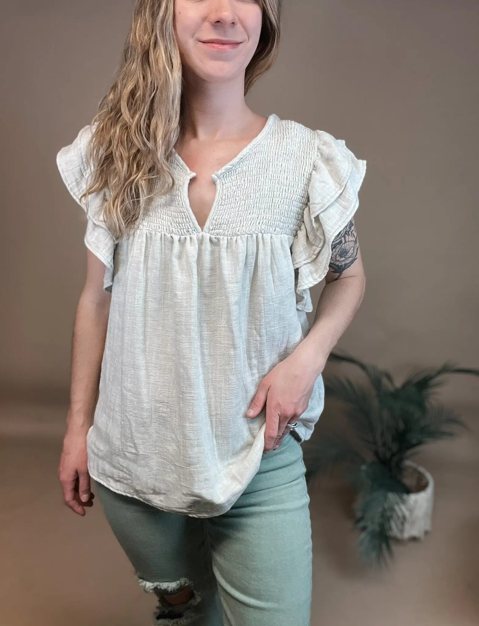 Crinkle Gauze Blouse Bibi