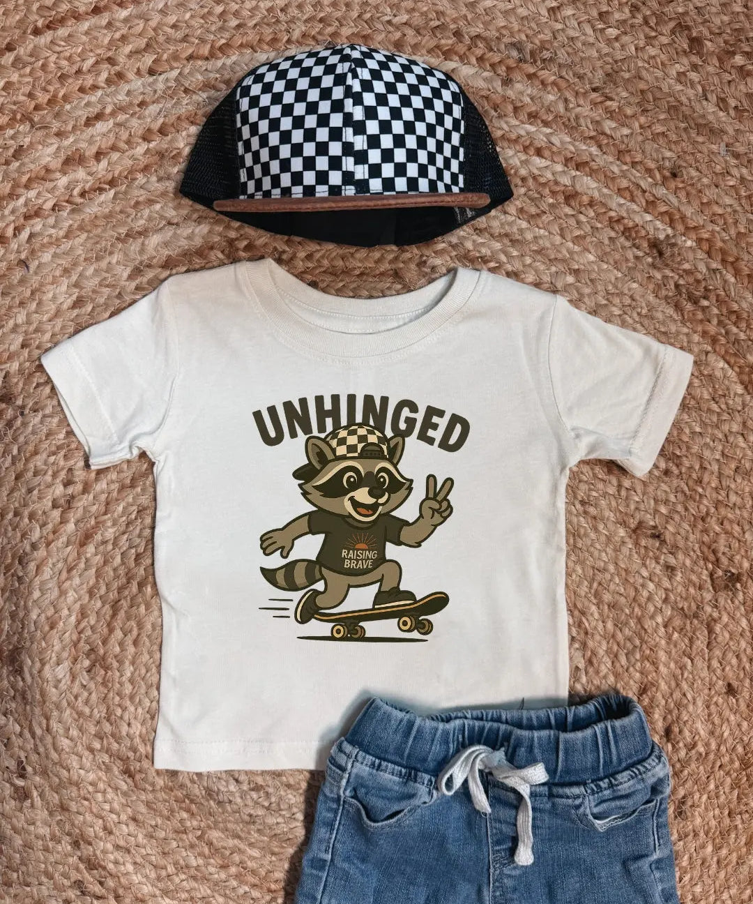 Unhinged Raccoon Tee Raising Brave