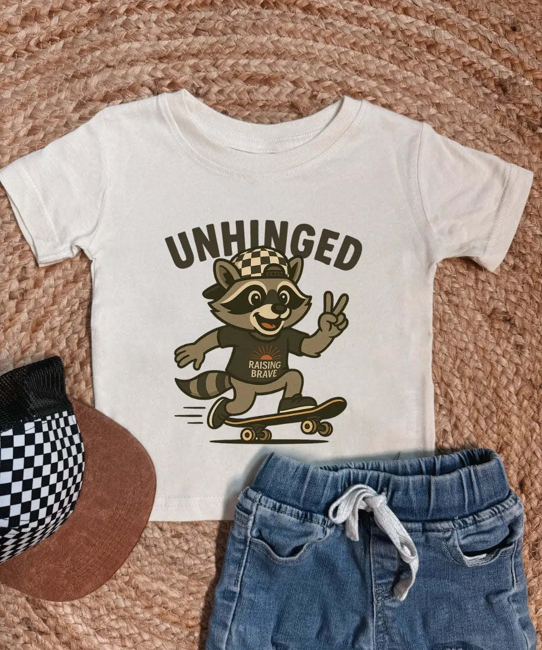 Unhinged Raccoon Tee Raising Brave