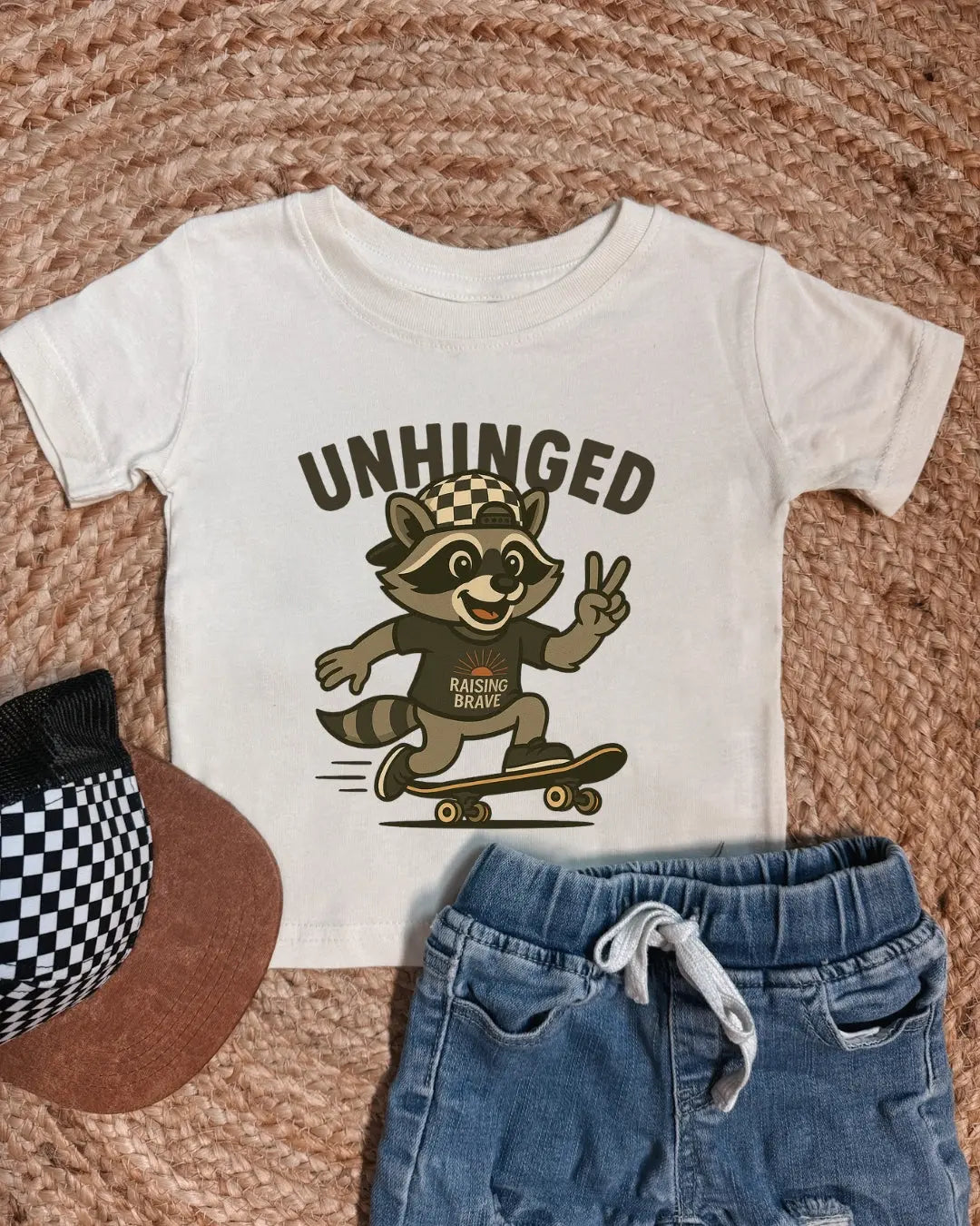 Unhinged Raccoon Tee Raising Brave