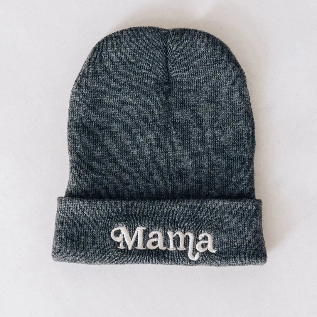 Mama + Mini Grey Beanies Raising Brave