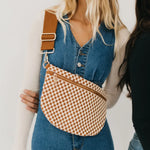 Westlyn Woven Bum Bag- Checkered Camel Pretty Simple