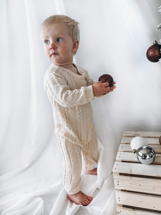 Cable Knit Baby Romper - Raising Brave