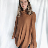 Cowl Neck Waffle Knit Sweater - Raising Brave