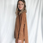 Cowl Neck Waffle Knit Sweater - Raising Brave