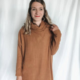 Cowl Neck Waffle Knit Sweater - Raising Brave